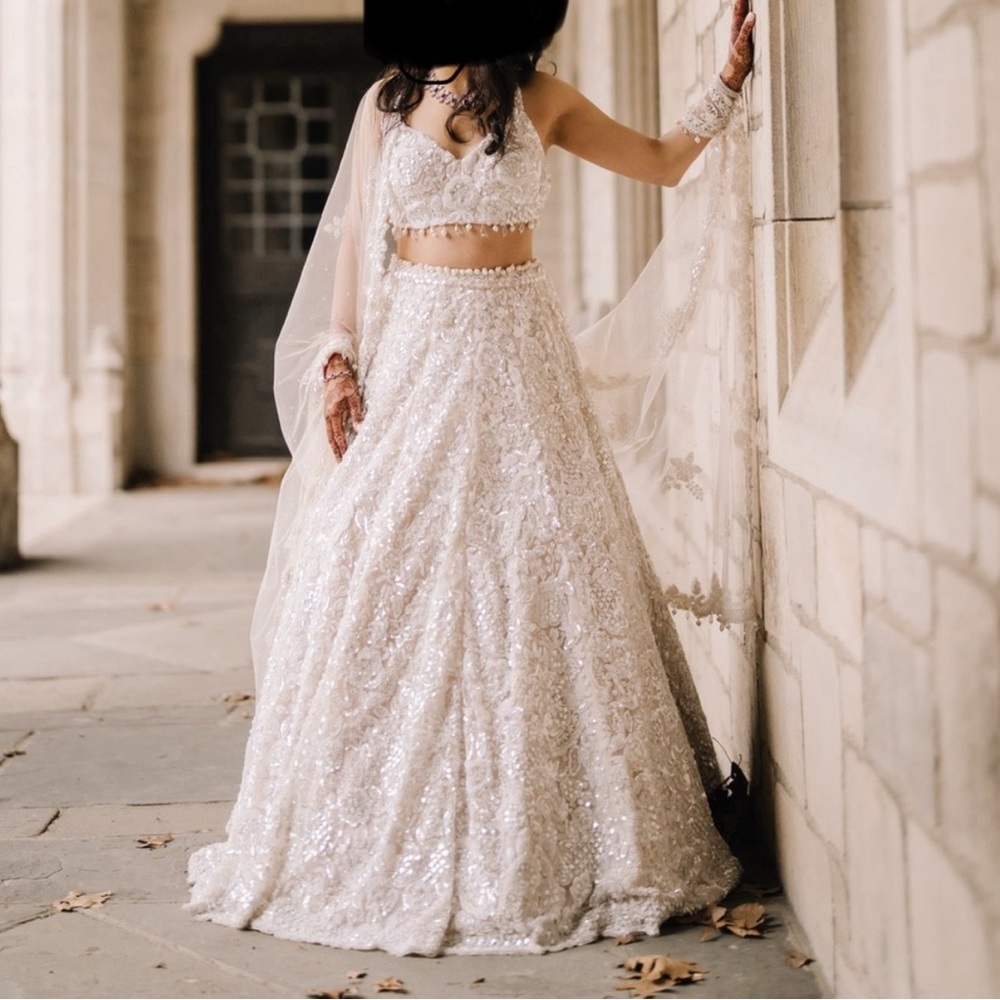 Seema Gujral - Beaded Embroidered Exquisite Cream Bridal Lehenga